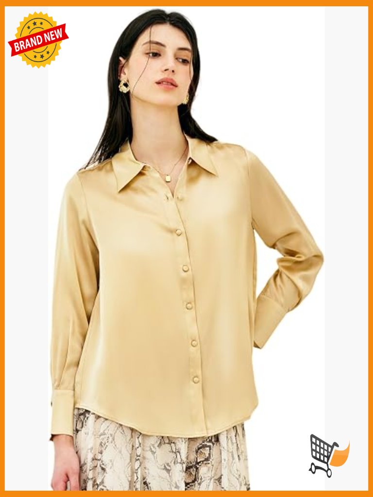 Long Sleeve Button Down Blouse - Silk Elegant Top